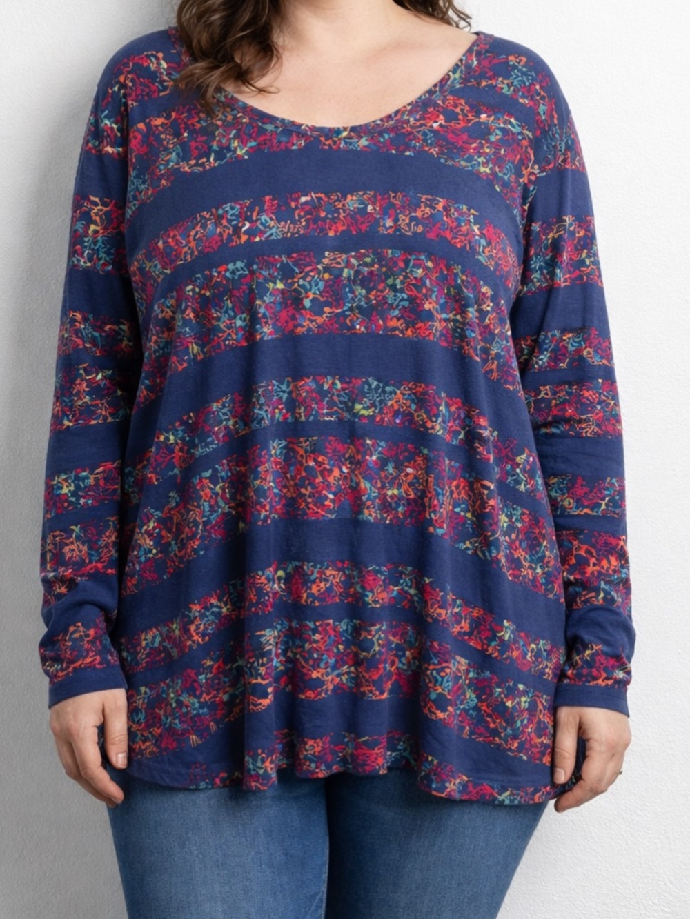NEW Lularoe Abstract Stripe Swing Tunic Top Soft Knit Casual Comfy Flowy Fit 3XL